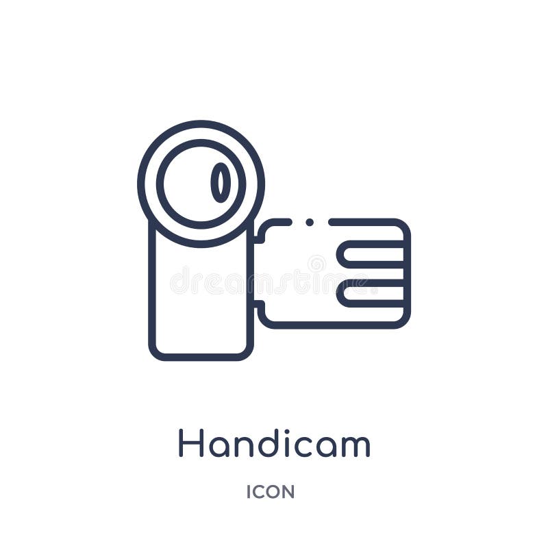 从戏院概述汇集的线性handicam象 稀薄的线在白色背景隔绝的handicam传染媒介 时髦的handicam 向量例证 从戏院概述汇集的线性handicam象 稀薄的线在白色背景隔绝的handicam传染媒介 时髦的handicam 向量例证